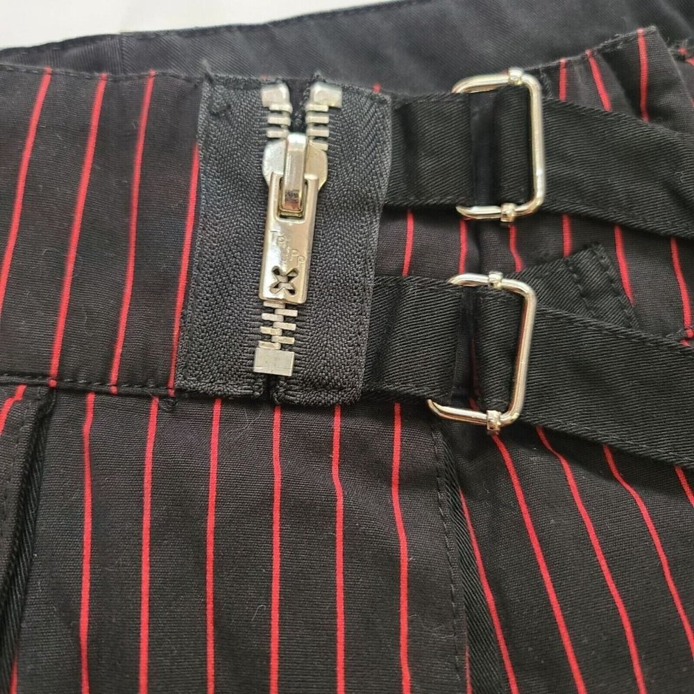 Vintage Tripp NYC Plaid Pleated Mini Skirt, Womens, Black, Red Pin Stripes - Picture 3 of 8